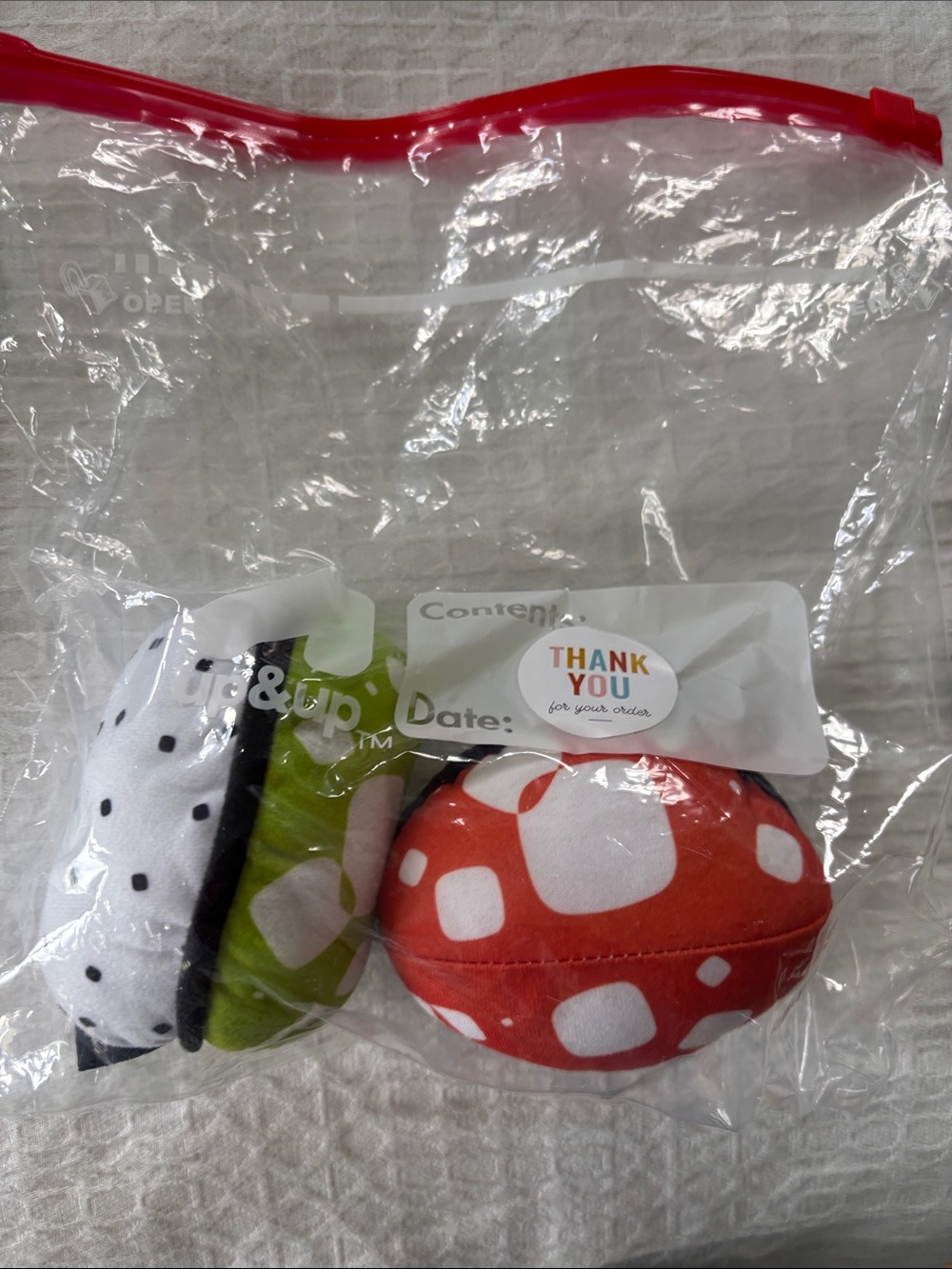 Plush Sensory Ball Set for Kids - Red, Green, White
